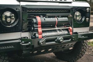 SV-R Defender-13 RED Winches King Cobra fitted on a Defender 90 using a SV-R bumper